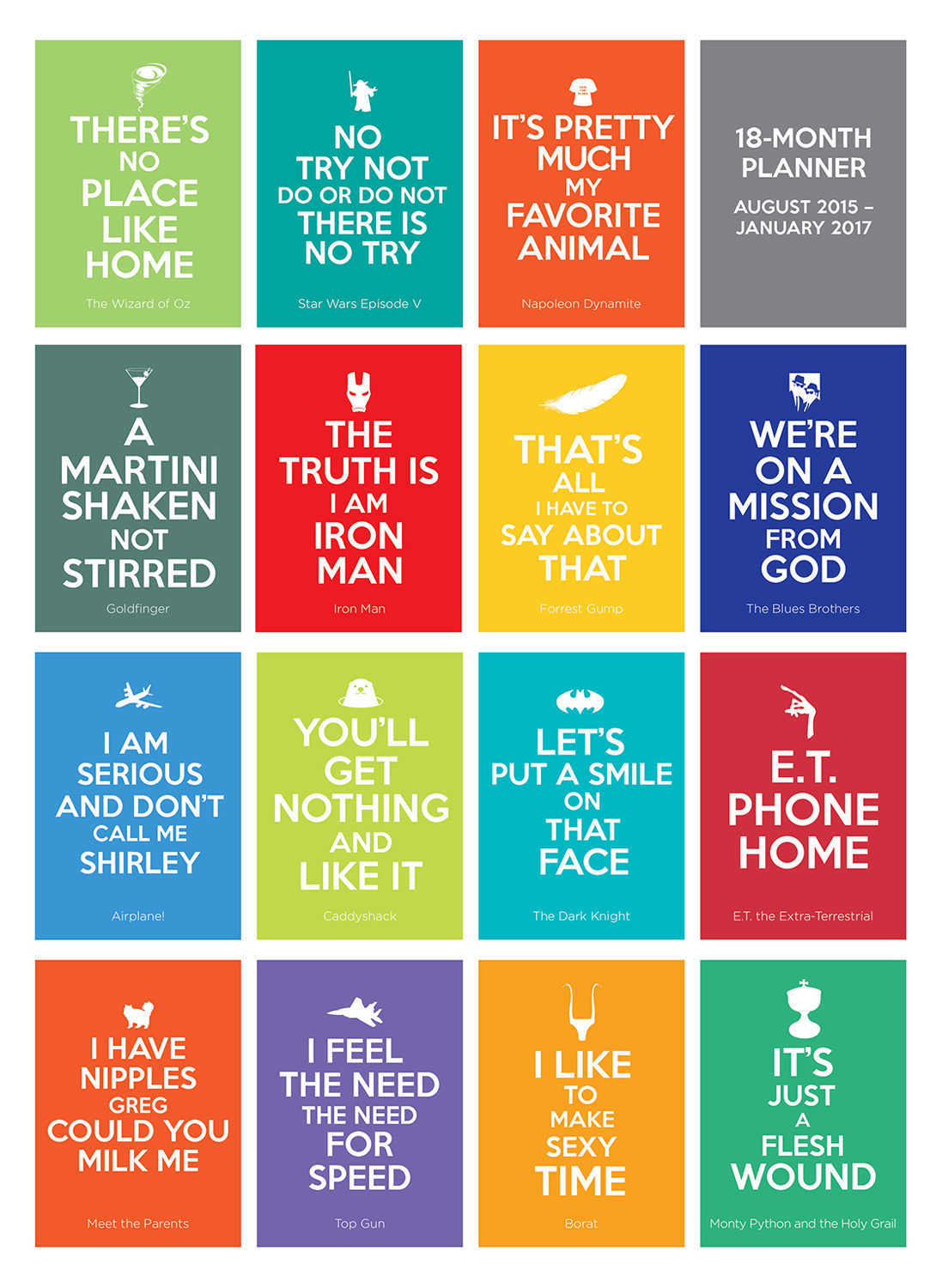 Keep Calm Quote Movies Planner Calendar 2016 16 4019 Movies